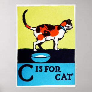 C is For Cat ABC 1923 Vintage Alphabet Poster