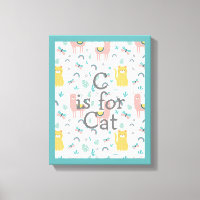 C is For Cat Green Trim  Boho Cute Alapaca Nursery