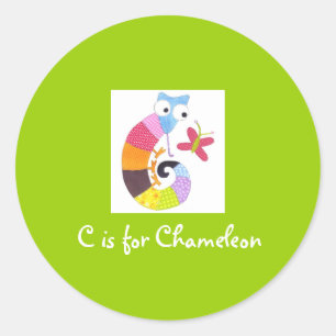 C is for Chameleon Classic Round Sticker