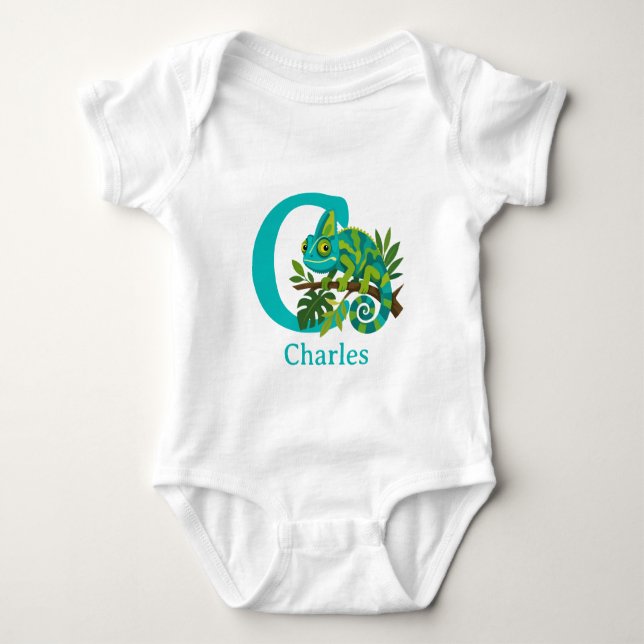 C is for Chameleon Personalise Baby Bodysuit (Front)