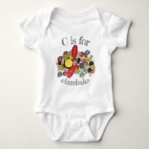 C is for Clambake New England Seafood Dinner Food Baby Bodysuit