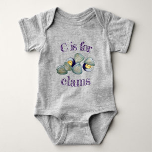 C is for Clams Seafood Clambake Ocean Clam Digging Baby Bodysuit