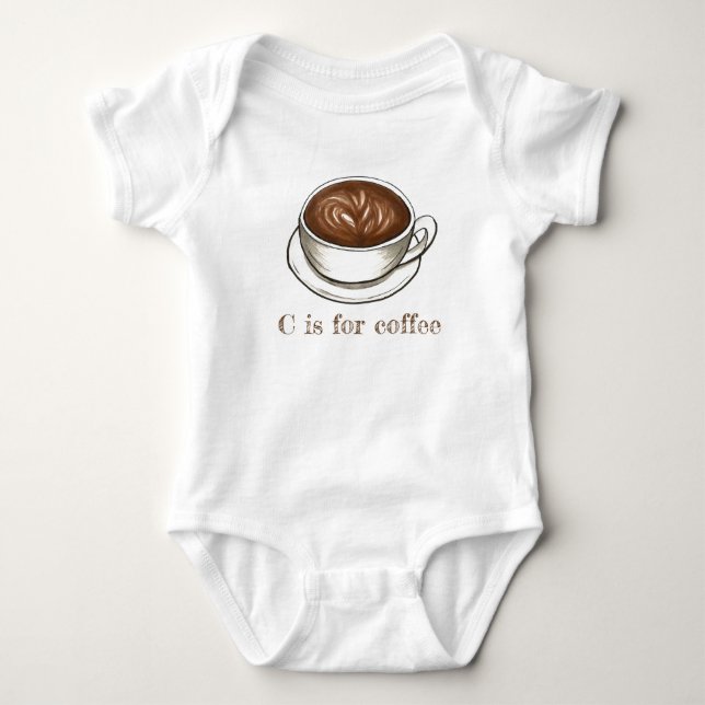 C is for Coffee Seattle Latte Letter C Alphabet Baby Bodysuit (Front)