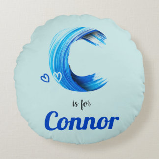 C is for Connor Baby Gift Custom Name Personalized Round Cushion