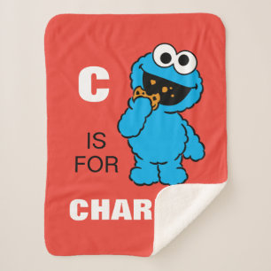 C is for Cookie Monster   Add Your Name Sherpa Blanket