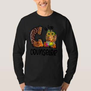 C Is For Counselor Leopard Pumpkin Fall Thanksgivi T-Shirt