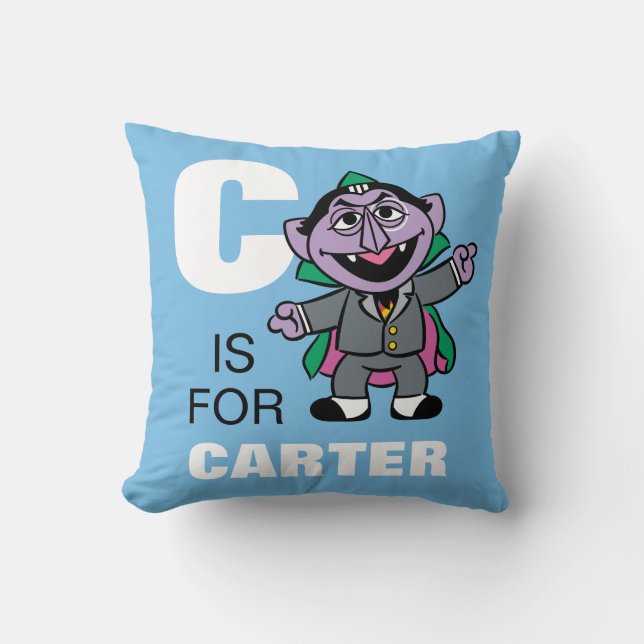 C is for Count von Count | Add Your Name Cushion (Front)