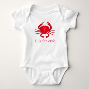 C is for Crab Red Maryland Seafood Crabby Beach Baby Bodysuit
