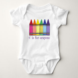 C is for Crayons Rainbow Art Crayon Colouring Baby Bodysuit