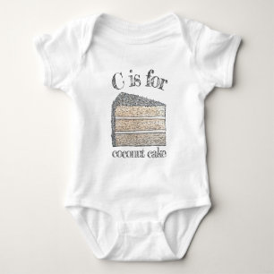 C is for Southern Coconut Layer Cake Slice Dessert Baby Bodysuit