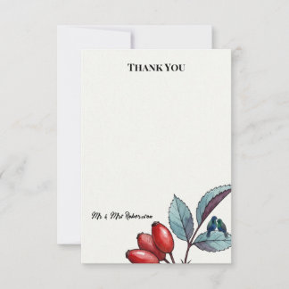 c Jewel-Tone Rosa Glauca & Lovebirds Thank You Card