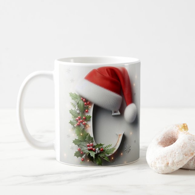 C letter design Christmas Mug Festive  Design (With Donut)