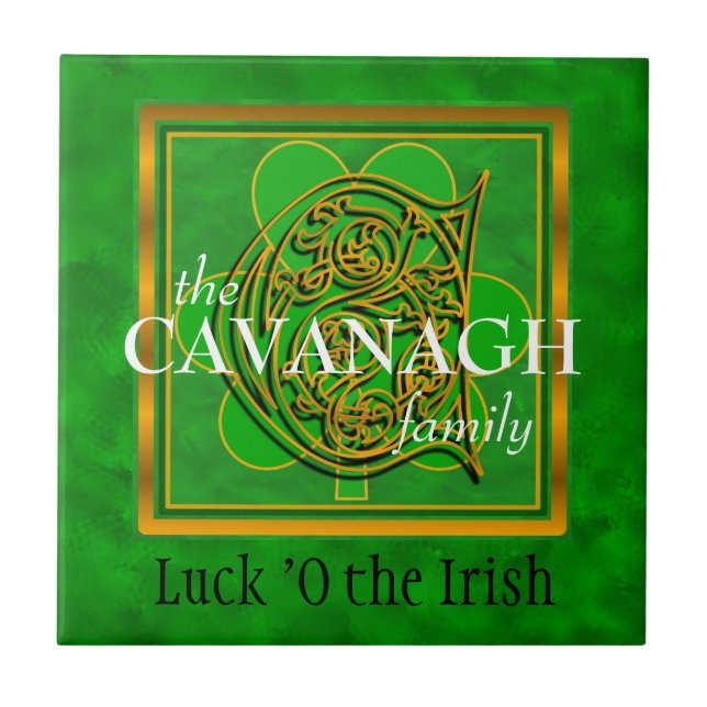 C "Luck of the Irish" Family Custom Monogram Tile (Front)