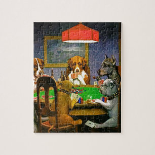 C. M. Coolidge Dogs Pets Poker Cards Humour Destin Jigsaw Puzzle