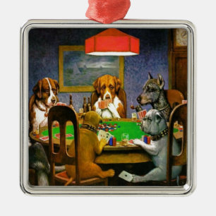 C. M. Coolidge Dogs Pets Poker Cards Humour Destin Metal Tree Decoration