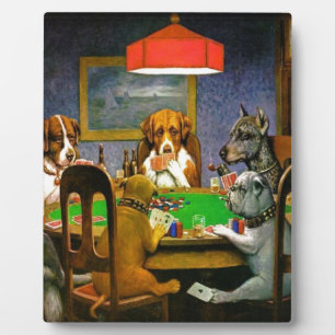 C. M. Coolidge Dogs Pets Poker Cards Humour Destin Plaque