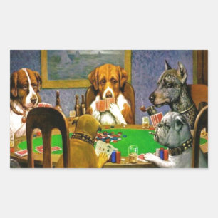 C. M. Coolidge Dogs Pets Poker Cards Humour Destin Rectangular Sticker