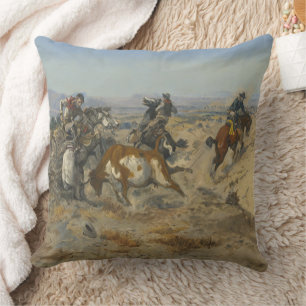 C.M Russell Get In Trouble Vintage Western Cowboy  Cushion