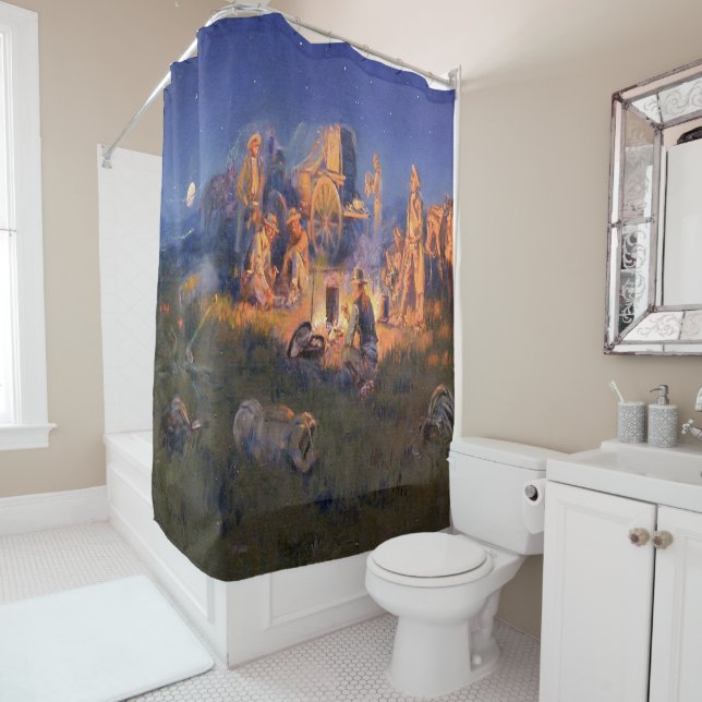 C M Russell Laugh Kills Lonesome Western  Shower Curtain (In Situ)