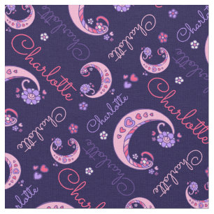 C monogram and personalised name Charlotte fabric