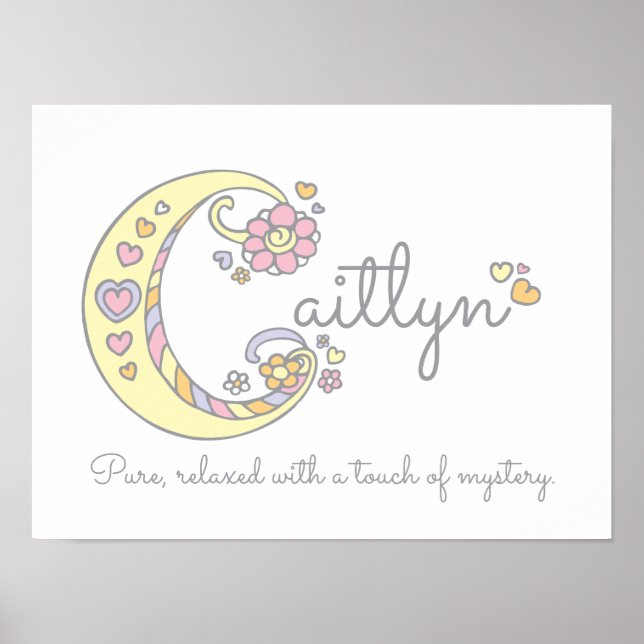 C monogram art Caitlyn girls name meaning poster (Front)
