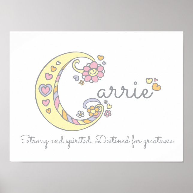 C monogram art Carrie girls name meaning poster (Front)