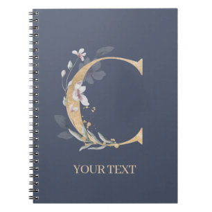 C Monogram Floral Personalised Notebook