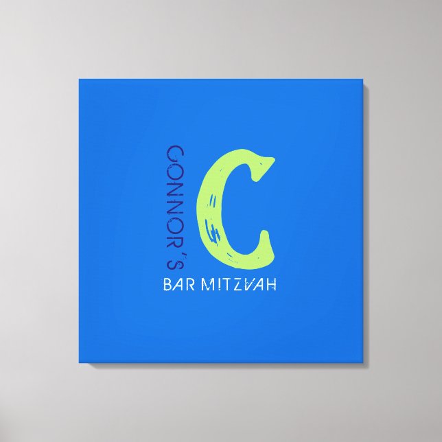 C Monogram Initial Bar Bat Mitzvah Sign-In Board Canvas Print (Front)