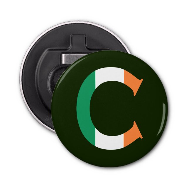 C Monogram overlaid on Irish Flag bocnt Bottle Opener (Front)