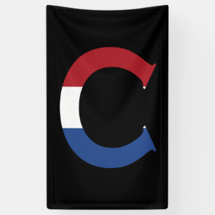C Monogram overlaid on NLD flag on bk bnrcnt Banner