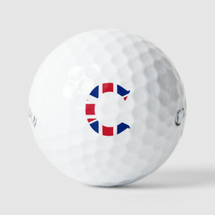 C Monogram overlaid on Union Jack Flag css gbcnt Golf Balls