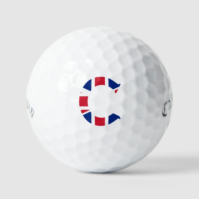 C Monogram overlaid on Union Jack Flag css gbcnt Golf Balls (Front)