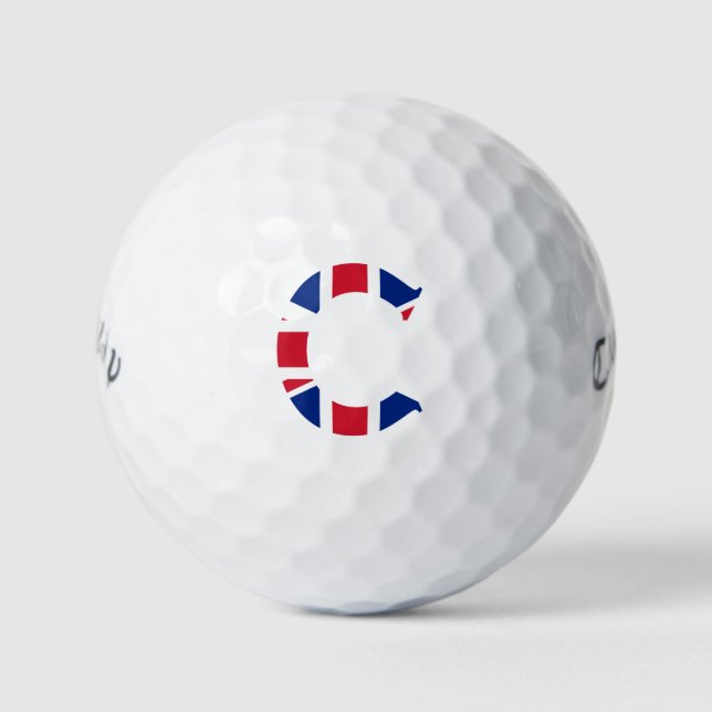 C Monogram overlaid on Union Jack Flag cwb gbcnt Golf Balls (Front)