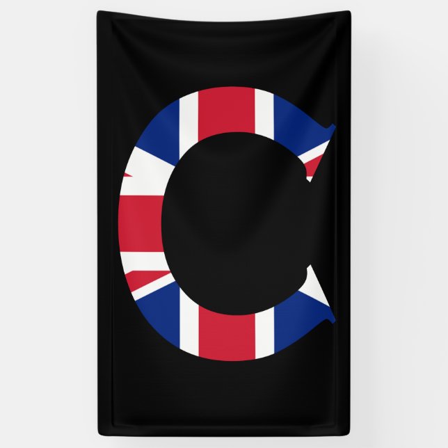 C Monogram overlaid on Union Jack Flag (v) bnrt Banner (Vertical)