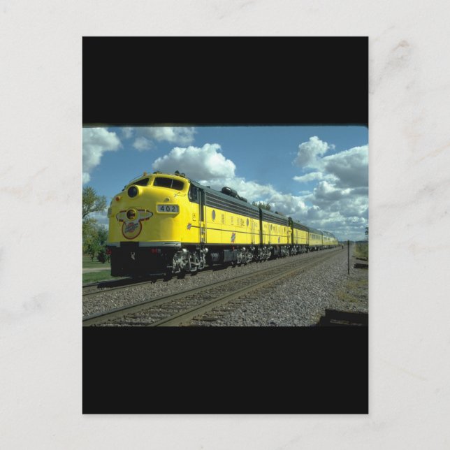 C&N EMD F-7A #402 with passenger_Trains Postcard (Front)