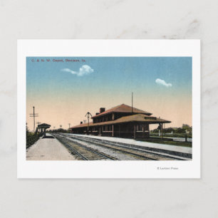 C & NW Railroad Depot Postcard