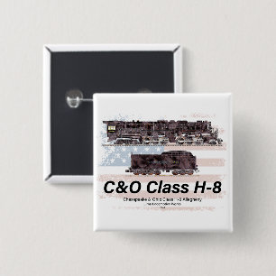 C&O Class H-8 Allegheny Locomotive - American flag 15 Cm Square Badge