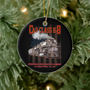 C&O Class H-8 Allegheny Locomotive - American flag Ceramic Tree Decoration