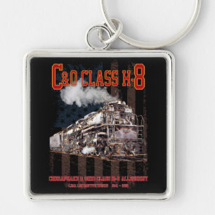 C&O Class H-8 Allegheny Locomotive - American flag Key Ring
