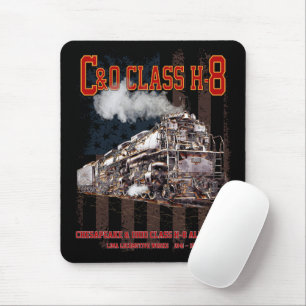 C&O Class H-8 Allegheny Locomotive - American flag Mouse Pad