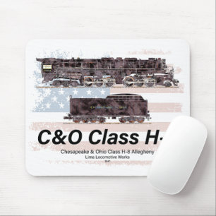 C&O Class H-8 Allegheny Locomotive - American flag Mouse Pad