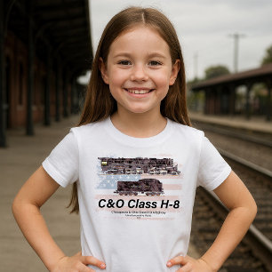 C&O Class H-8 Allegheny Locomotive - American flag T-Shirt