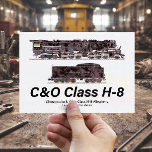 C&O Class H-8 Allegheny Steam Locomotive Profile Postcard