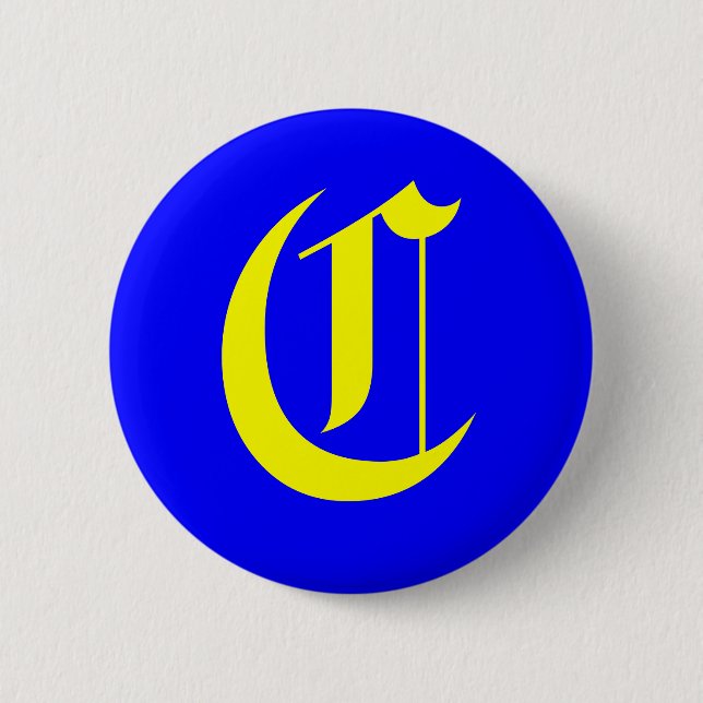 C - OLD ENGLISH 6 CM ROUND BADGE (Front)