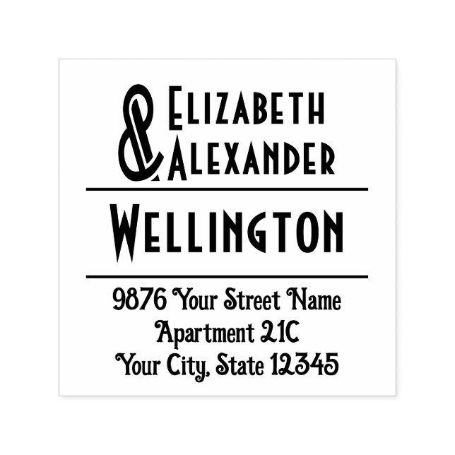C Tall Ampersand #1 Two Names #3-35 Couple Address Self-inking Stamp (Design)