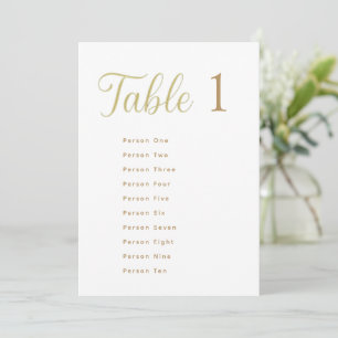 Cِustom Elegant Gold Table Number 1 Seating Chart