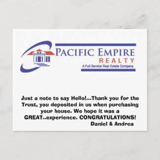 CA10O3HT, Just a note to say Hello!...Thank you... Postcard