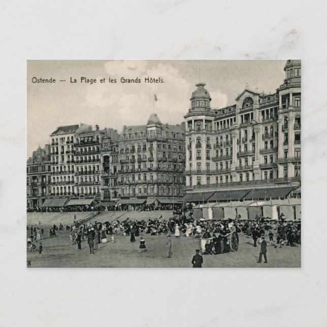  ca 1900 Ostend Beach and Grands Hotels Postcard (Front)
