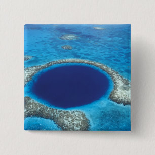 CA, Belise. Aerial view of Blue Hole (diameter 15 Cm Square Badge