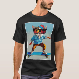 Ca Cat Skateboarding Retro View Cool Cats 1 T-Shirt